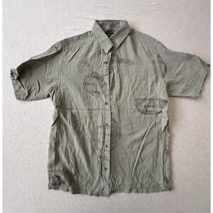 Clairborne Men Short Sleeve Button Up Size Medium Sage Green
